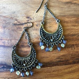Antique brass chandelier earrings.
